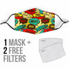 Pattern Print Comic Book Strip Face Mask-grizzshop