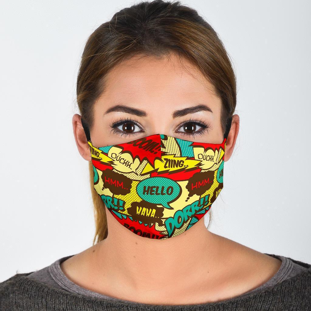 Pattern Print Comic Book Strip Face Mask-grizzshop