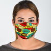 Pattern Print Comic Book Strip Face Mask-grizzshop