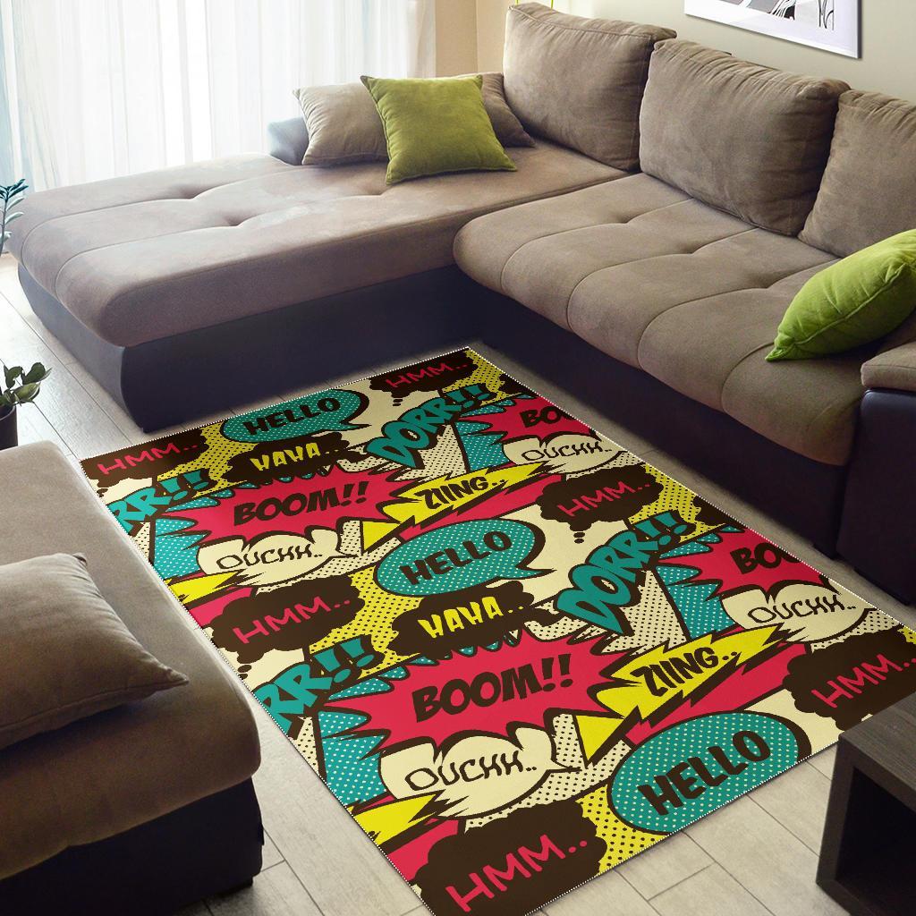 Pattern Print Comic Book Strip Floor Mat-grizzshop