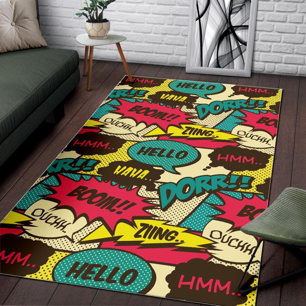 Pattern Print Comic Book Strip Floor Mat-grizzshop