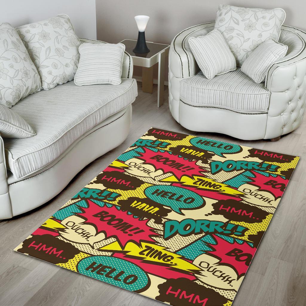 Pattern Print Comic Book Strip Floor Mat-grizzshop