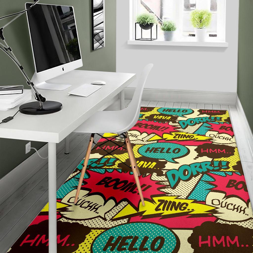 Pattern Print Comic Book Strip Floor Mat-grizzshop