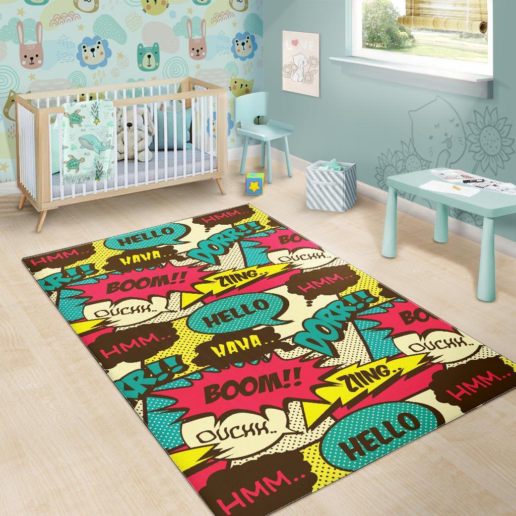 Pattern Print Comic Book Strip Floor Mat-grizzshop