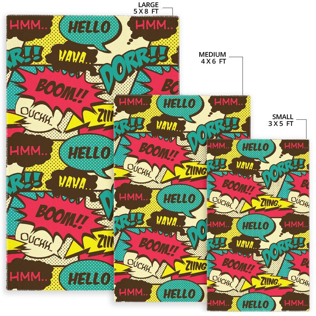 Pattern Print Comic Book Strip Floor Mat-grizzshop