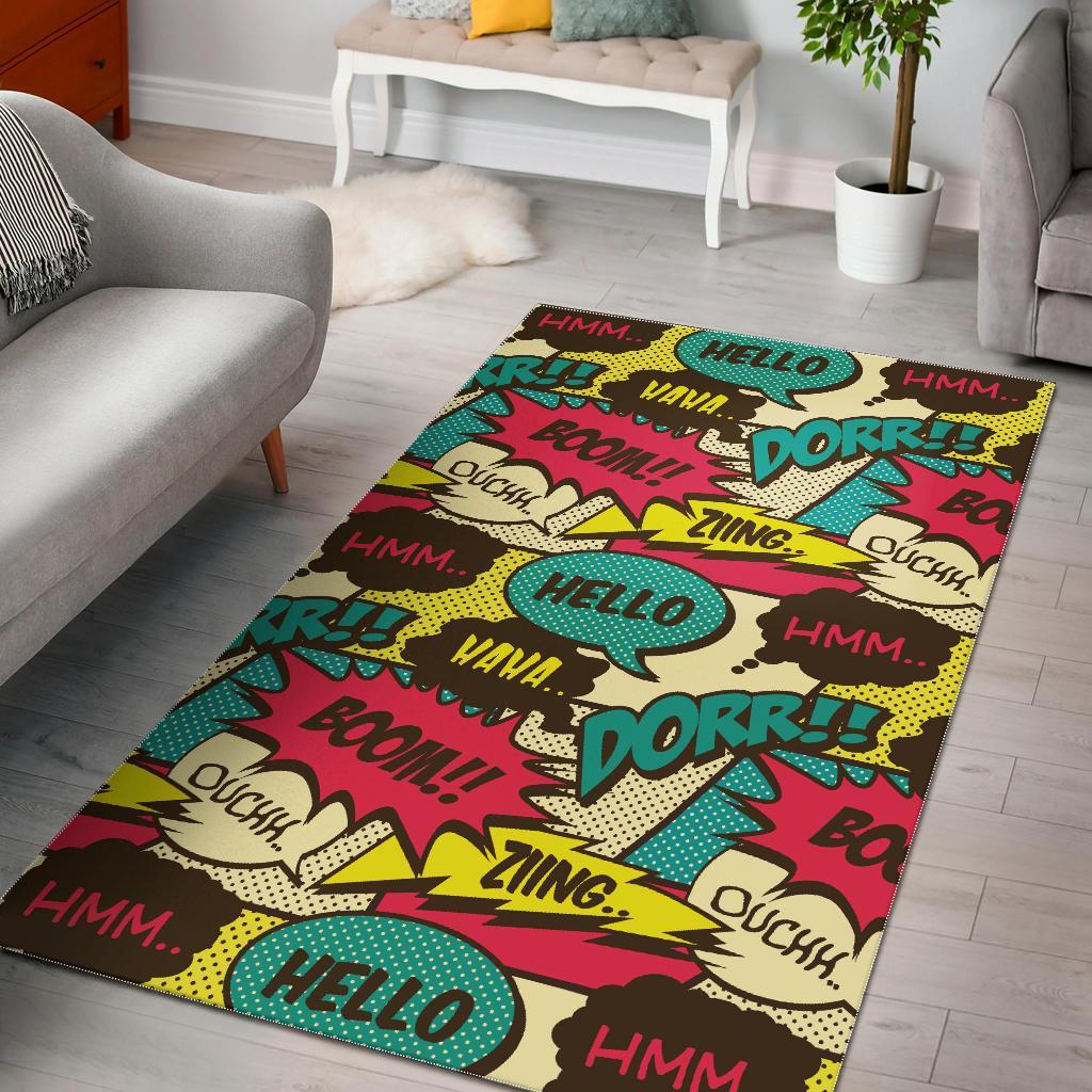 Pattern Print Comic Book Strip Floor Mat-grizzshop