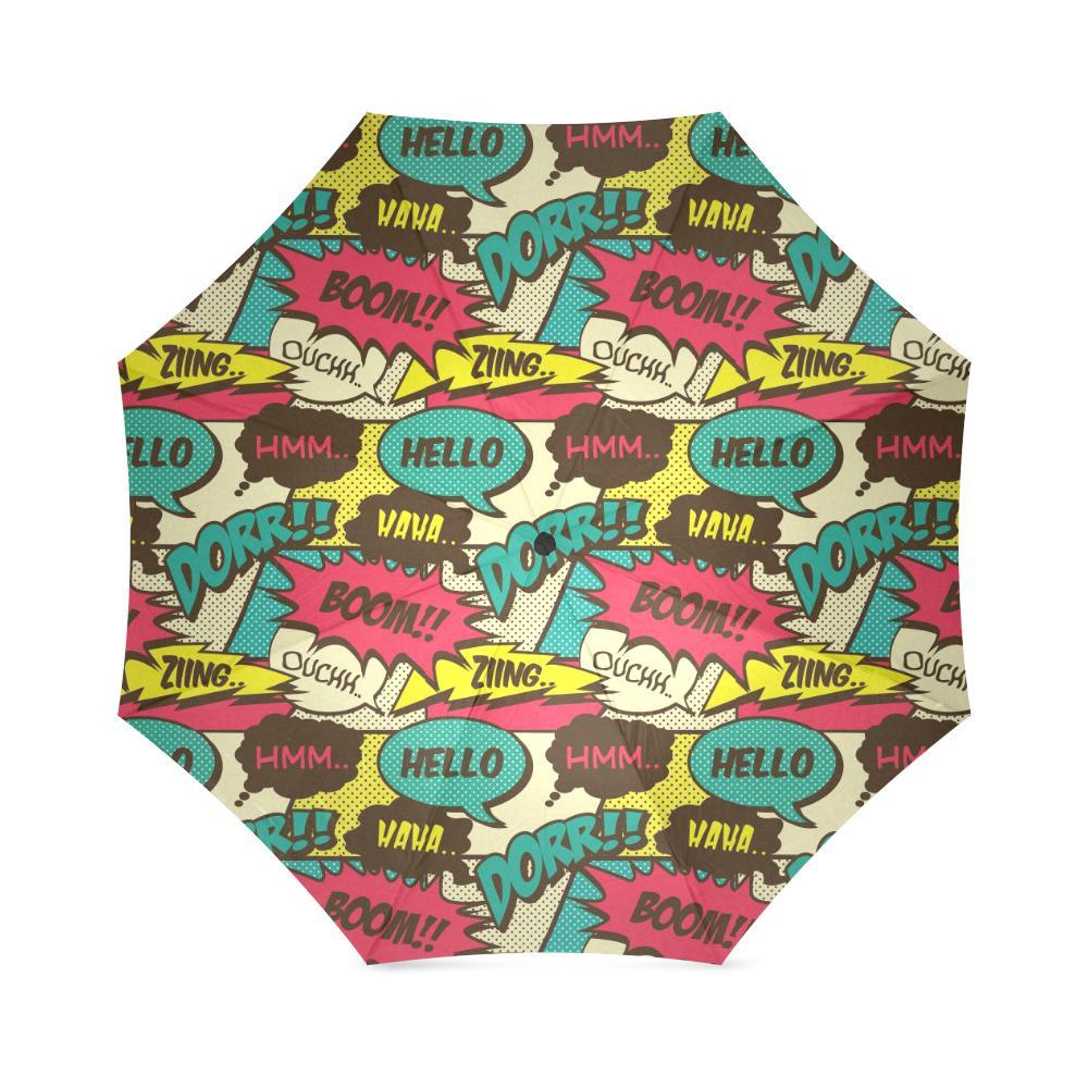 Pattern Print Comic Book Strip Foldable Umbrella-grizzshop