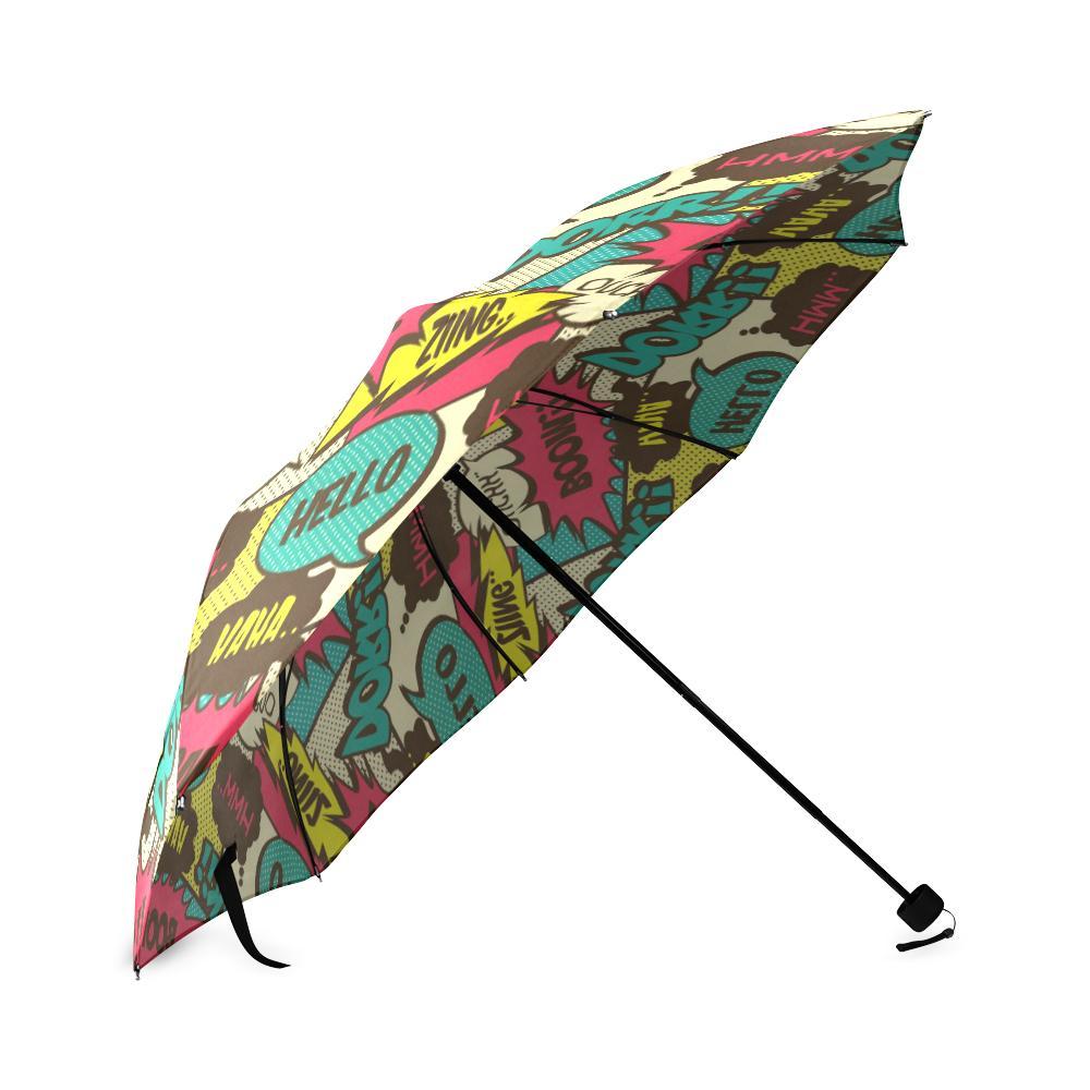 Pattern Print Comic Book Strip Foldable Umbrella-grizzshop