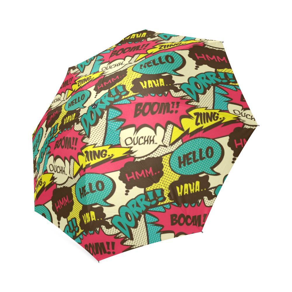 Pattern Print Comic Book Strip Foldable Umbrella-grizzshop