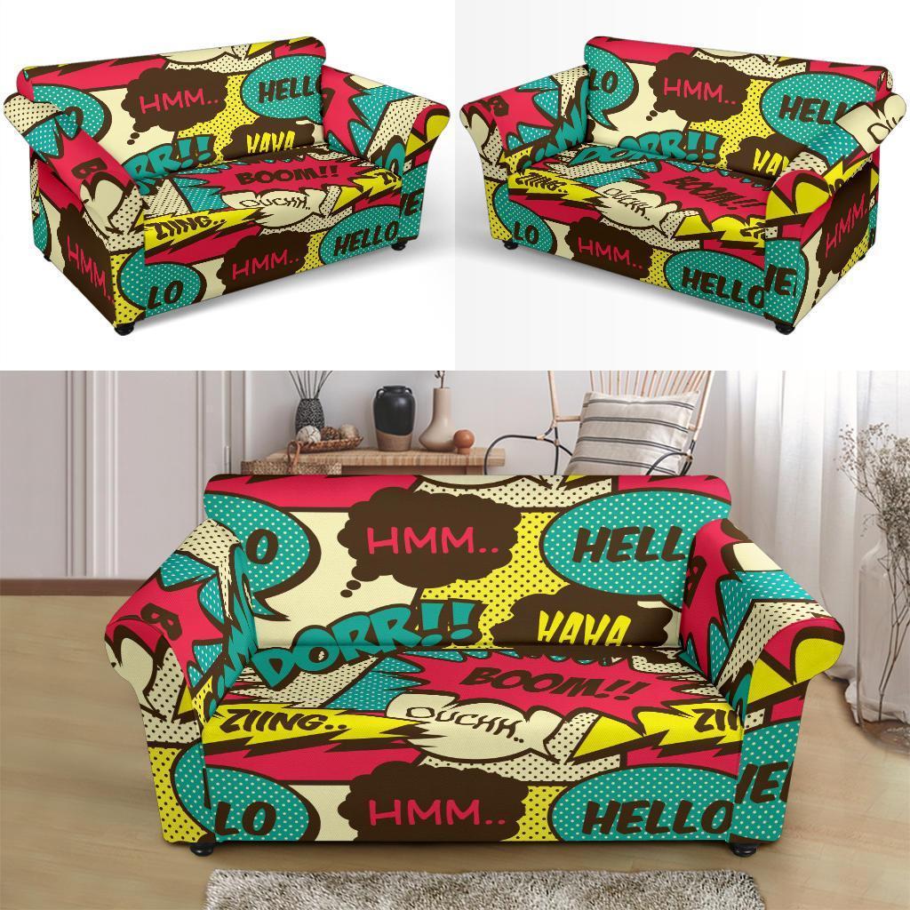 Pattern Print Comic Book Strip Loveseat Cover-grizzshop