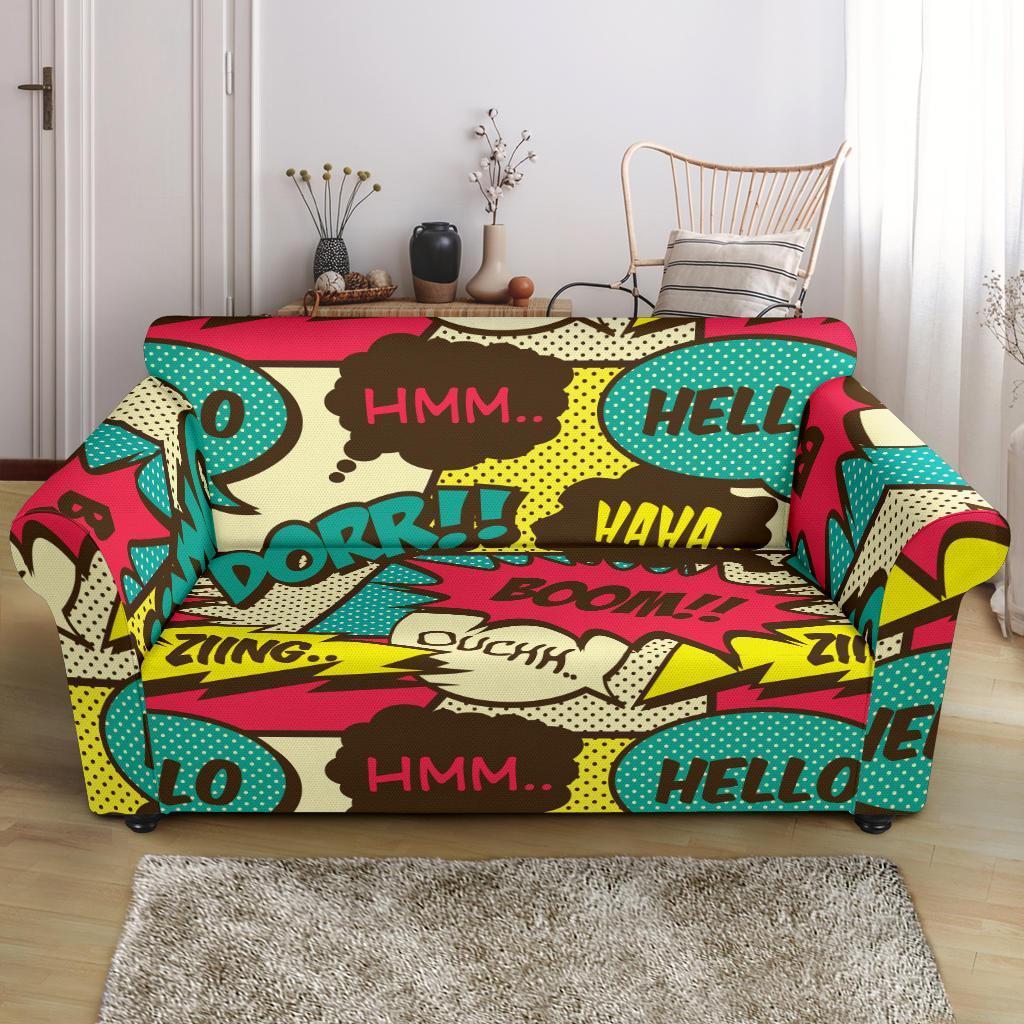 Pattern Print Comic Book Strip Loveseat Cover-grizzshop