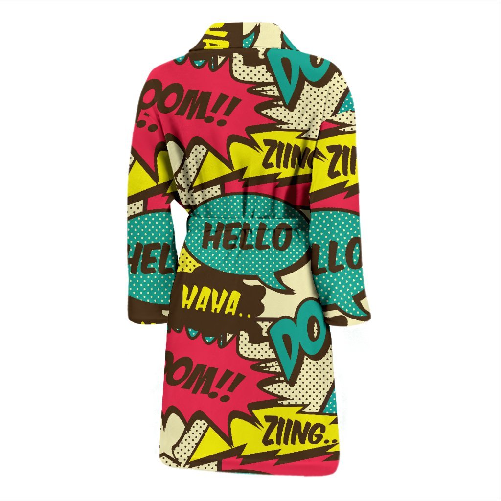 Pattern Print Comic Book Strip Men Long Robe-grizzshop