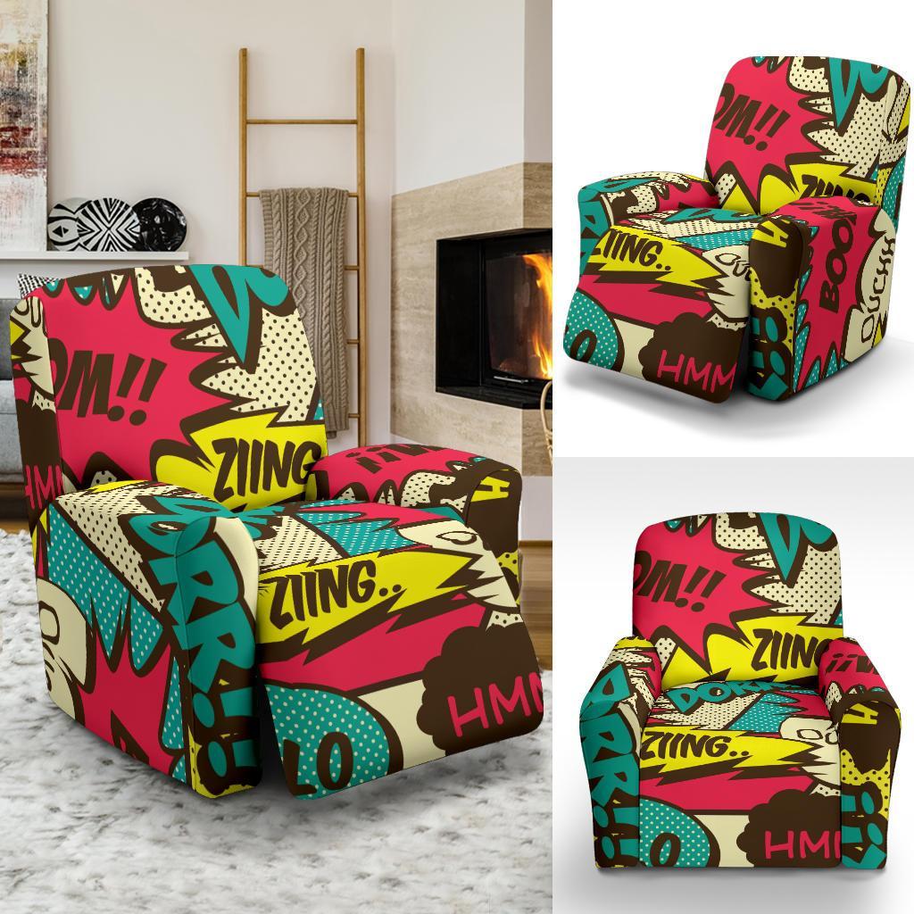 Pattern Print Comic Book Strip Recliner Cover-grizzshop