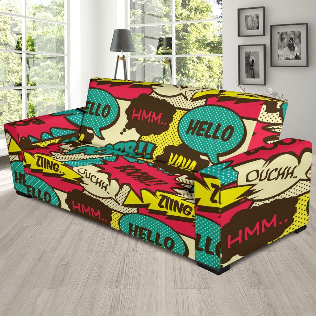 Pattern Print Comic Book Strip Sofa Covers-grizzshop