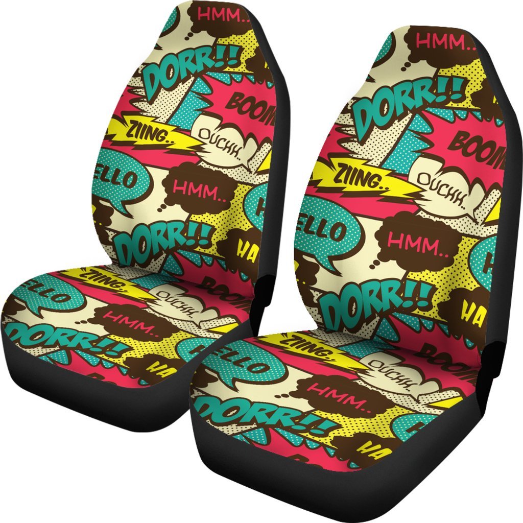 Pattern Print Comic Book Strip Universal Fit Car Seat Cover-grizzshop