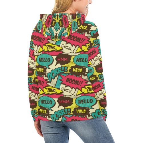 Pattern Print Comic Book Strip Women Pullover Hoodie-grizzshop