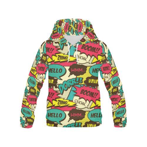 Pattern Print Comic Book Strip Women Pullover Hoodie-grizzshop