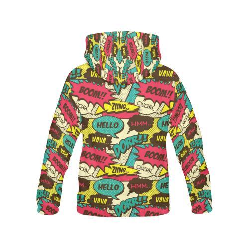 Pattern Print Comic Book Strip Women Pullover Hoodie-grizzshop