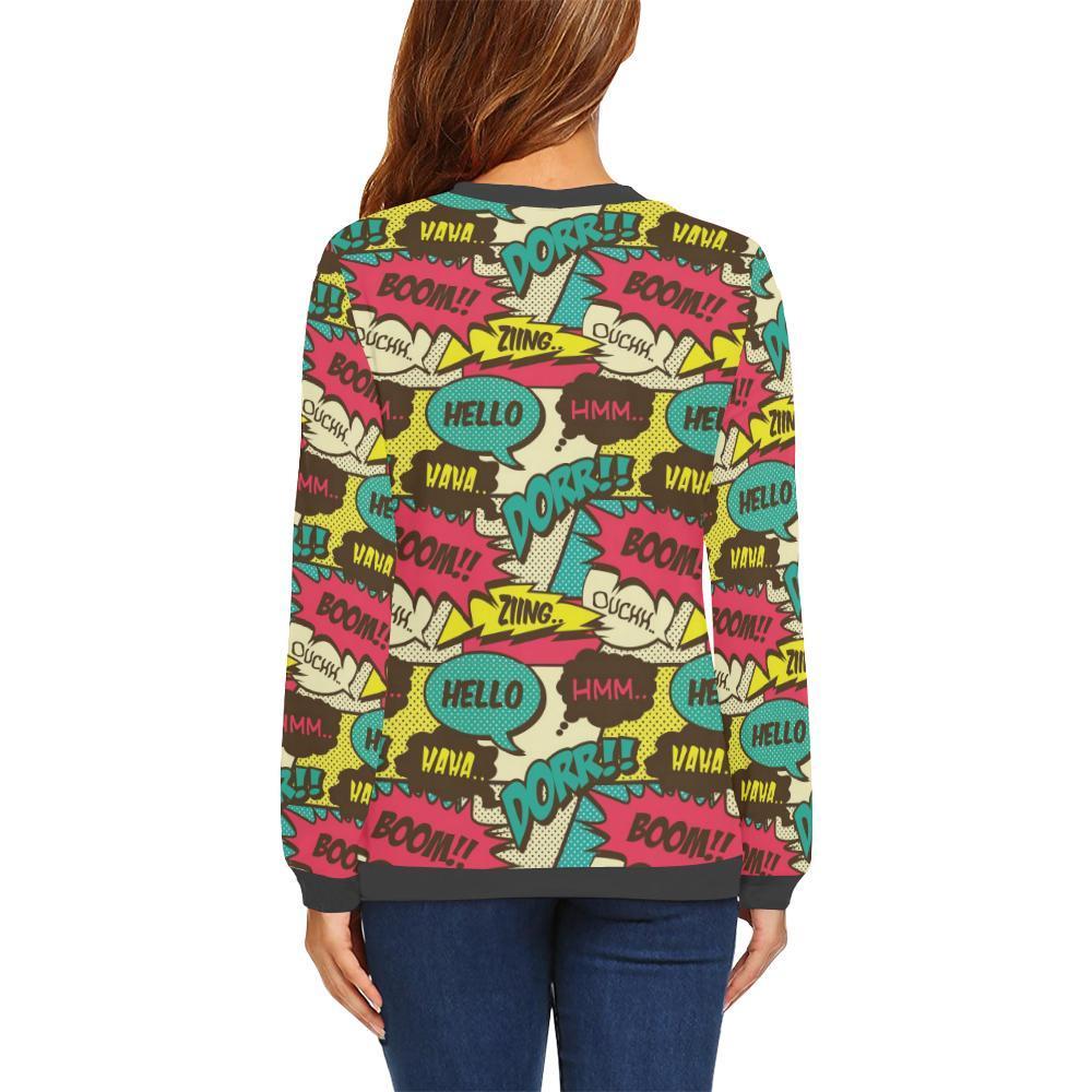 Pattern Print Comic Book Strip Women's Sweatshirt-grizzshop