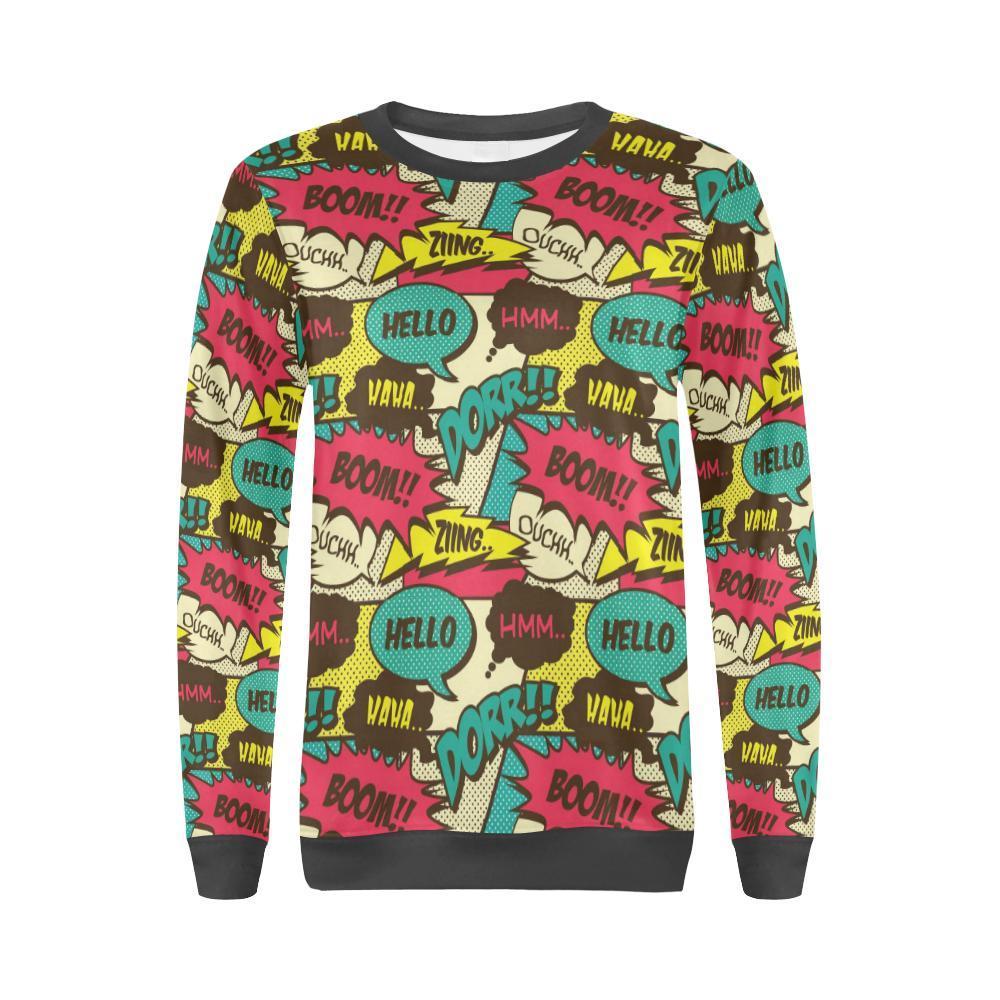 Pattern Print Comic Book Strip Women's Sweatshirt-grizzshop