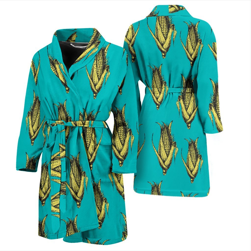 Pattern Print Corn Men Long Robe-grizzshop