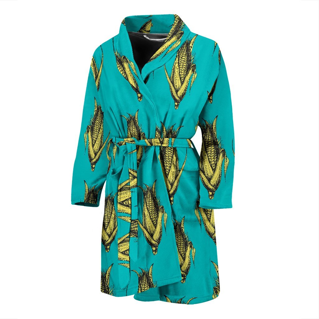 Pattern Print Corn Men Long Robe-grizzshop