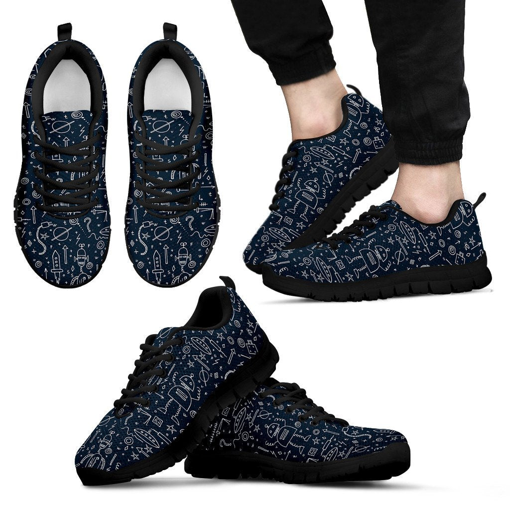 Pattern Print Cyborg Robot Black Sneaker Shoes For Men Women-grizzshop