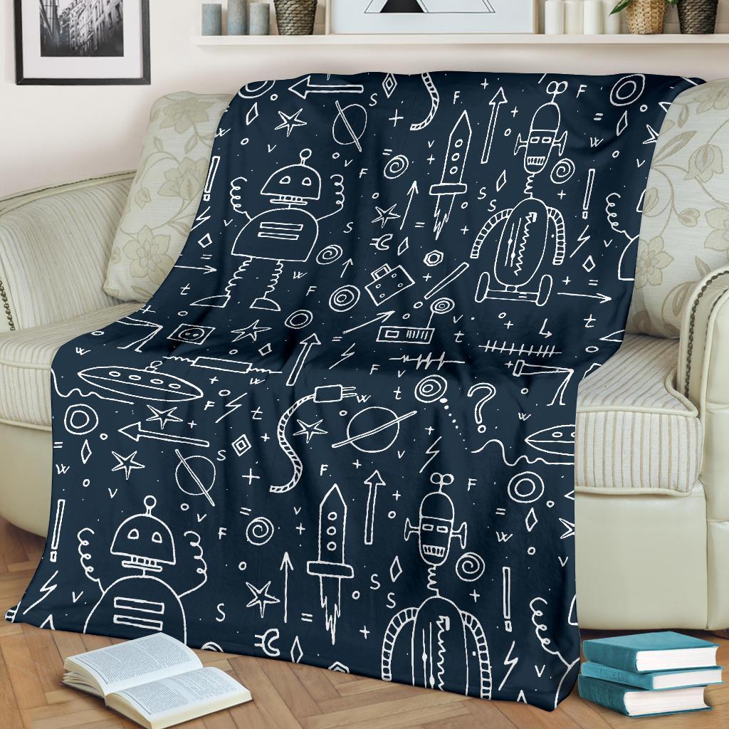 Pattern Print Cyborg Robot Blanket-grizzshop