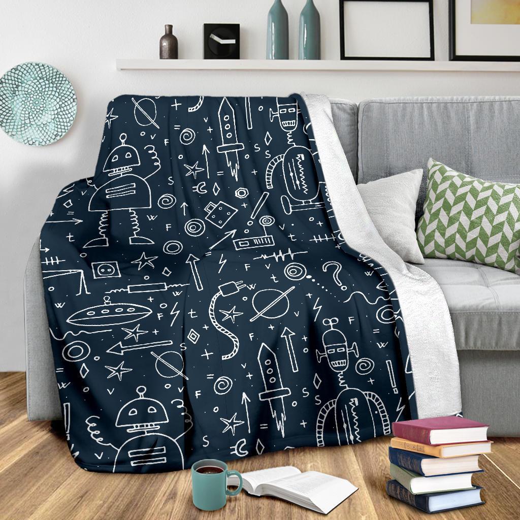 Pattern Print Cyborg Robot Blanket-grizzshop