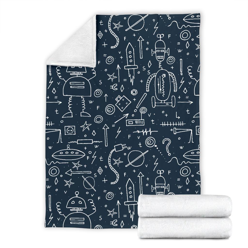 Pattern Print Cyborg Robot Blanket-grizzshop