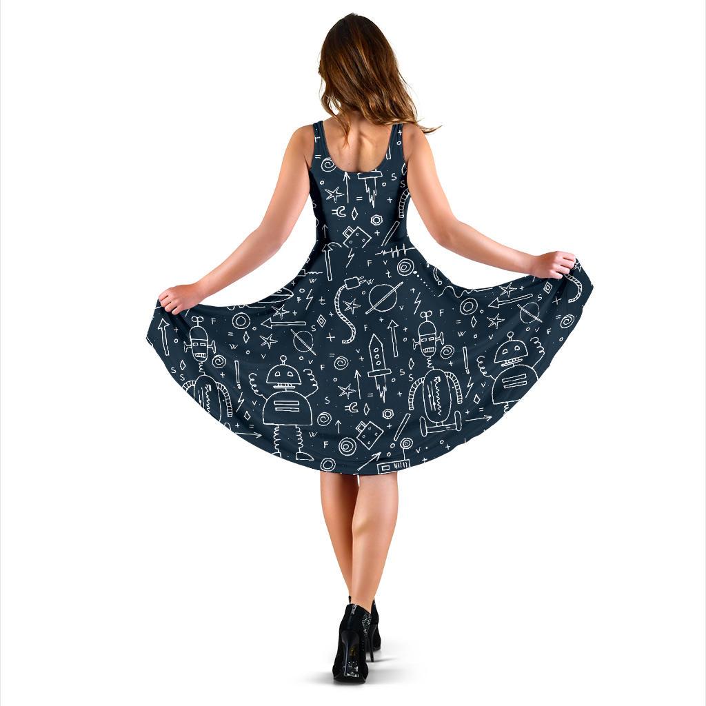 Pattern Print Cyborg Robot Dress-grizzshop