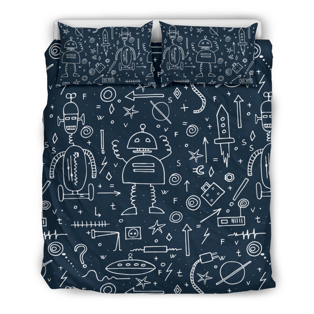 Pattern Print Cyborg Robot Duvet Cover Bedding Set-grizzshop