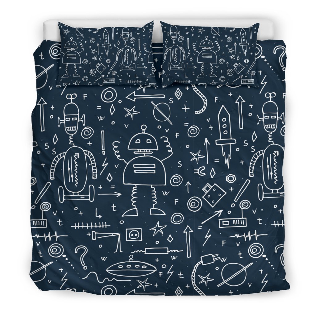 Pattern Print Cyborg Robot Duvet Cover Bedding Set-grizzshop