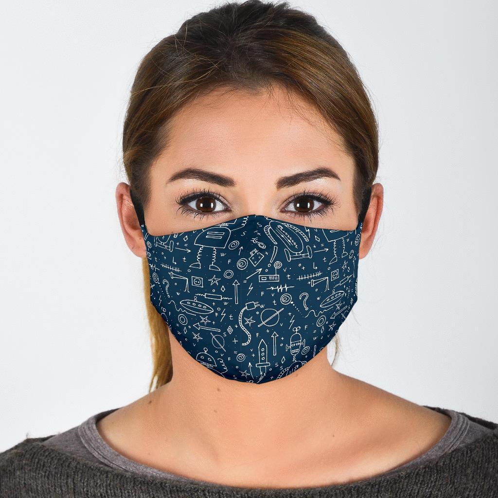 Pattern Print Cyborg Robot Face Mask-grizzshop