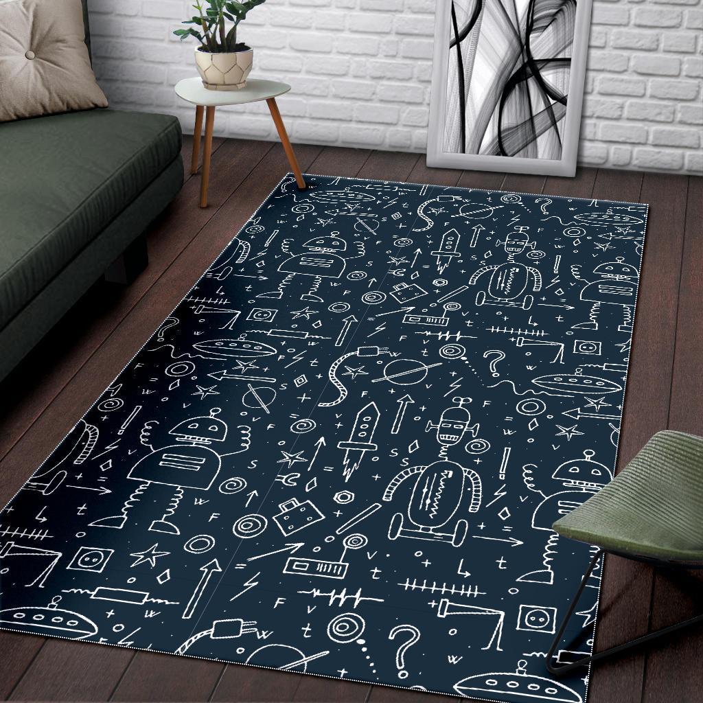 Pattern Print Cyborg Robot Floor Mat-grizzshop