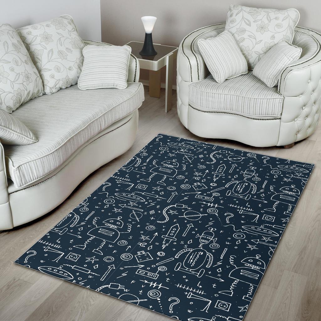 Pattern Print Cyborg Robot Floor Mat-grizzshop