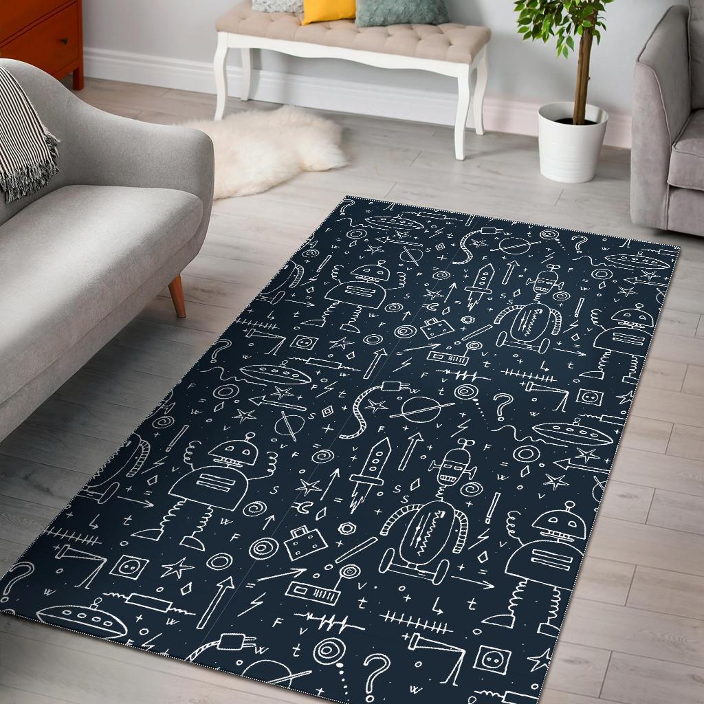 Pattern Print Cyborg Robot Floor Mat-grizzshop