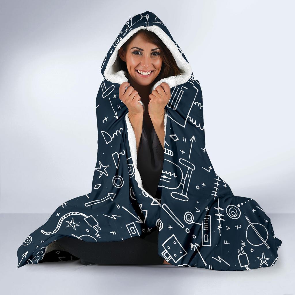 Pattern Print Cyborg Robot Hooded Blanket-grizzshop