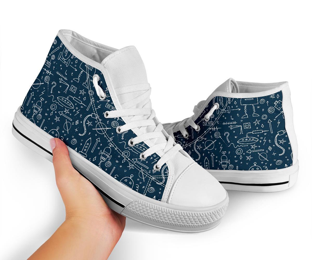 Pattern Print Cyborg Robot Men Women's High Top Shoes-grizzshop