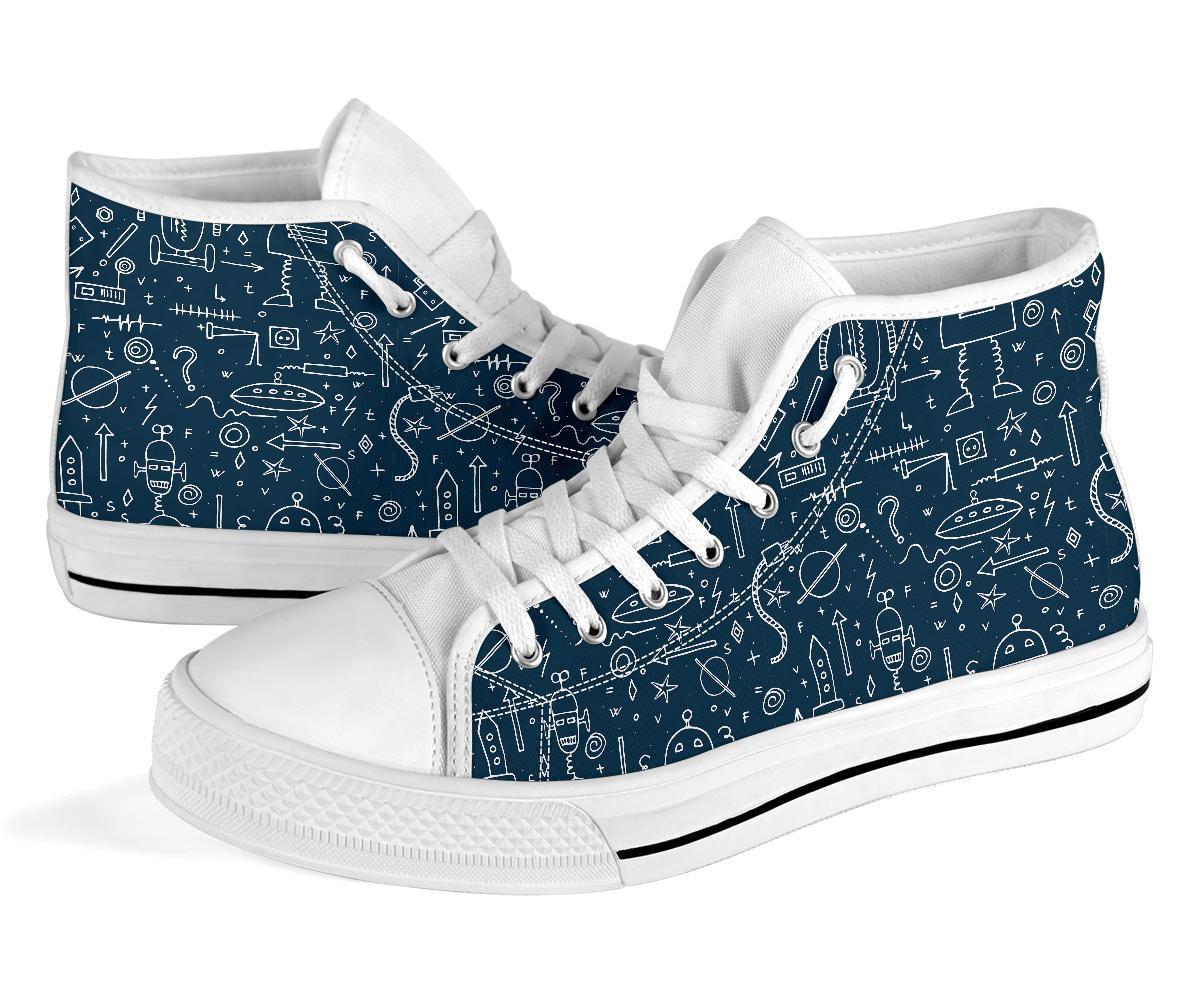 Pattern Print Cyborg Robot Men Women's High Top Shoes-grizzshop