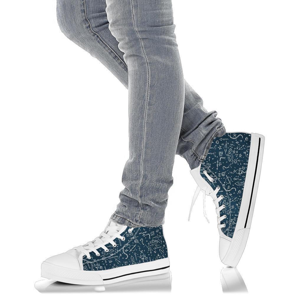 Pattern Print Cyborg Robot Men Women's High Top Shoes-grizzshop