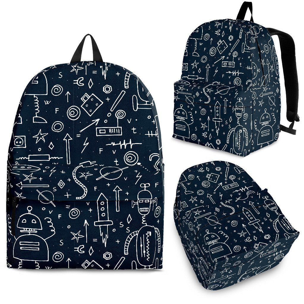 Pattern Print Cyborg Robot Premium Backpack-grizzshop