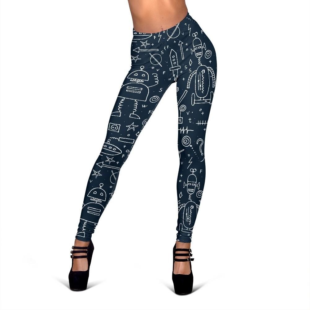 Pattern Print Cyborg Robot Print Pattern Women Leggings-grizzshop