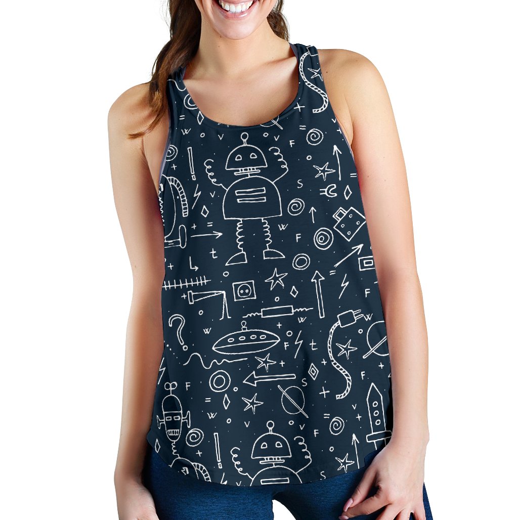 Pattern Print Cyborg Robot Women's Racerback Tank Tops-grizzshop