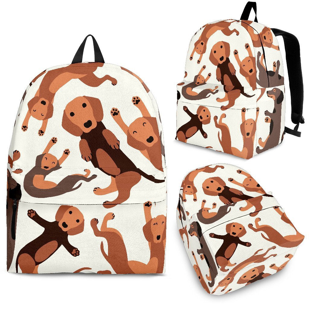 Pattern Print Dachshund Wiener Dog Backpack-grizzshop