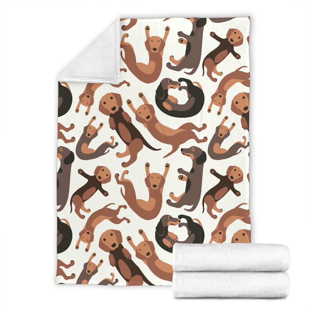 Pattern Print Dachshund Wiener Dog Blanket-grizzshop