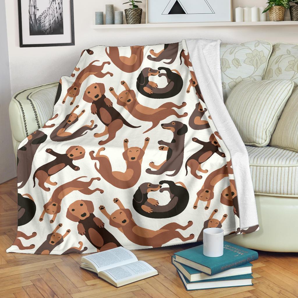 Pattern Print Dachshund Wiener Dog Blanket-grizzshop