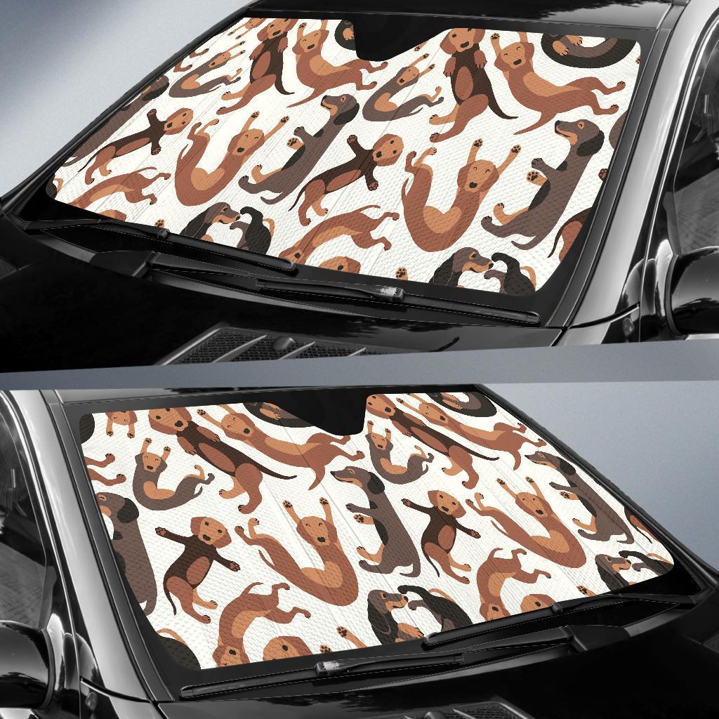 Pattern Print Dachshund Wiener Dog Car Sun Shade-grizzshop