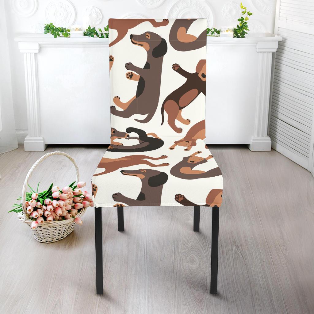 Pattern Print Dachshund Wiener Dog Chair Cover-grizzshop