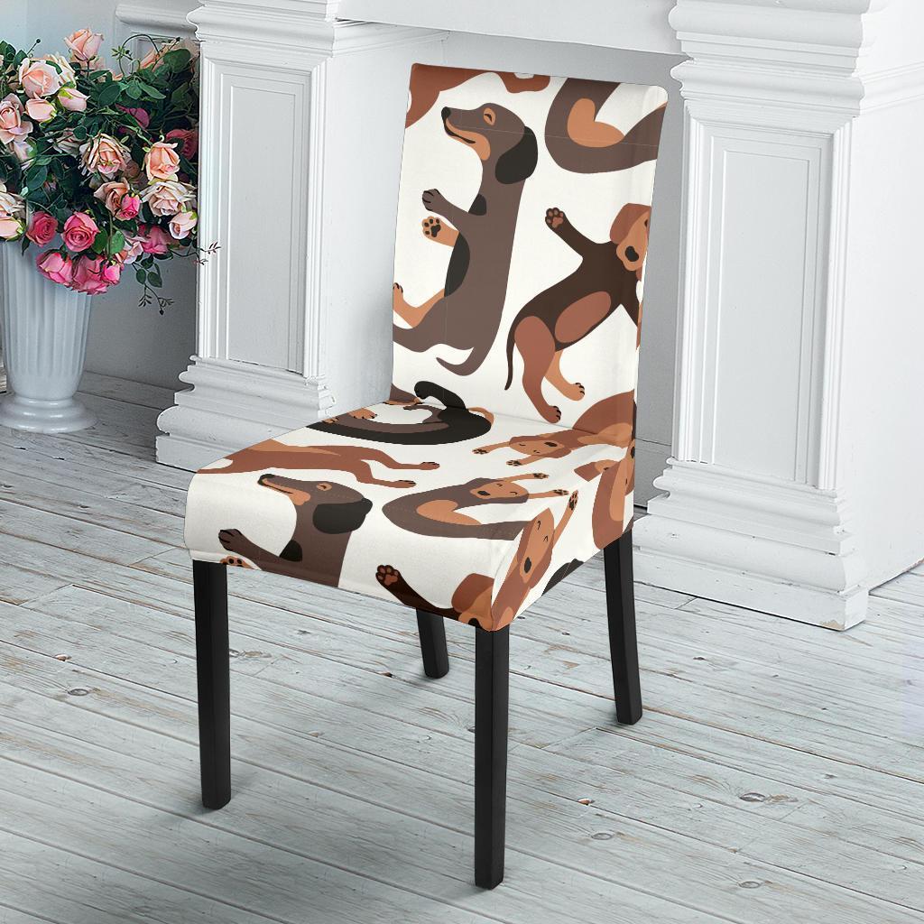 Pattern Print Dachshund Wiener Dog Chair Cover-grizzshop